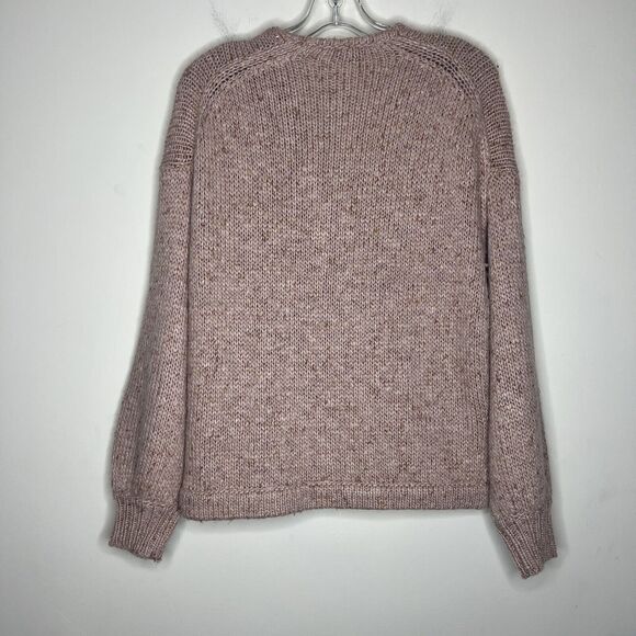 Madewell Women’s Wrap Front Pullover Sweater Medium Flecked Yarn Chunky Boho - Picture 2 of 6